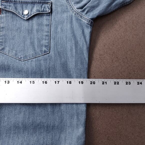 Levi's Classic Standard Fit Western Shirt Mens M Pearl Buttons Cowboy Western - Picture 6 of 13